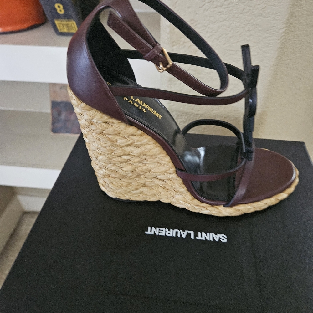 Saint Laurent Cassandra 105 Wedge Sandals - Picture 8 of 10
